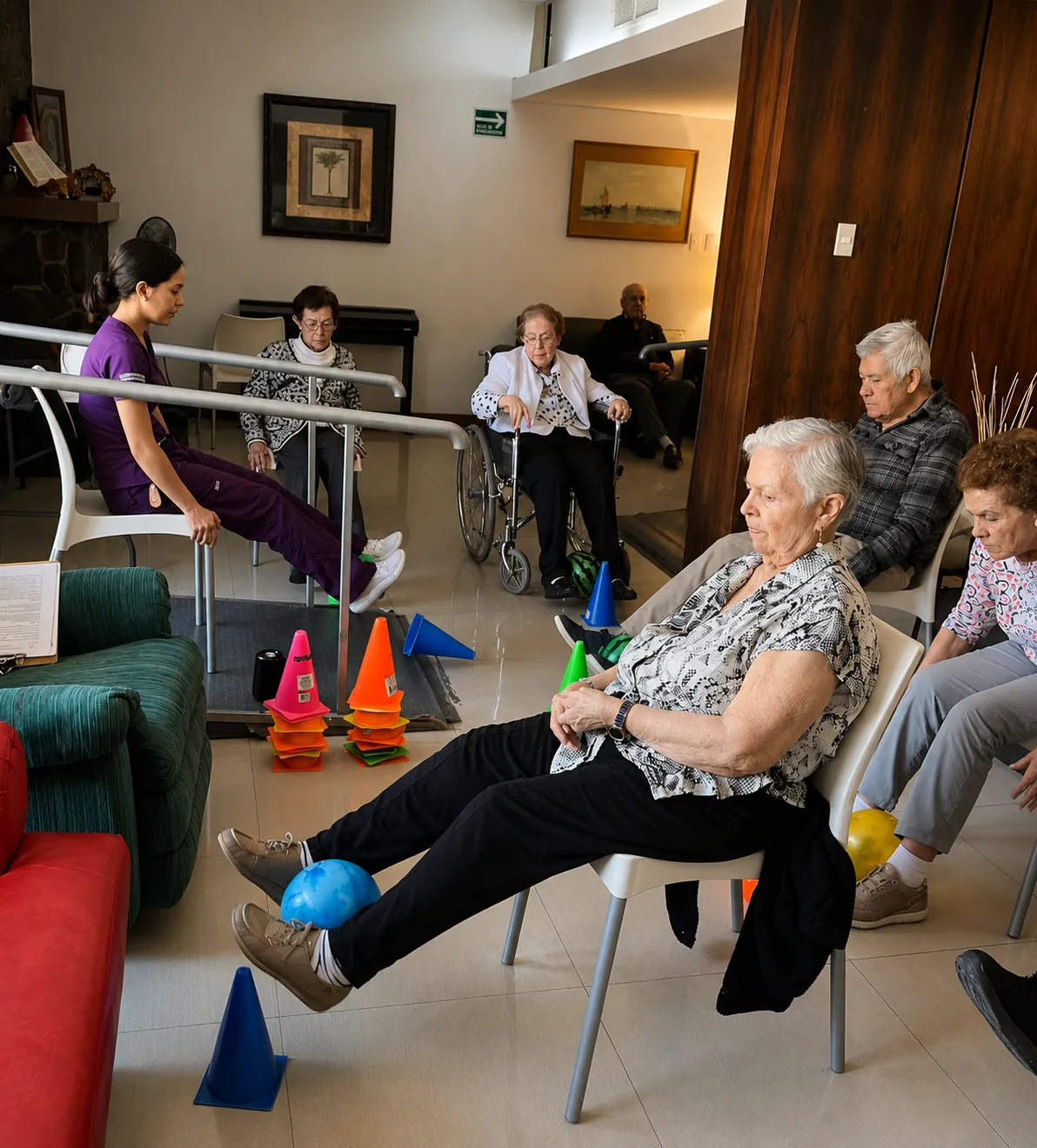 Terapia física en silla con acompañamiento para adulto mayor postrado en Chihuahua